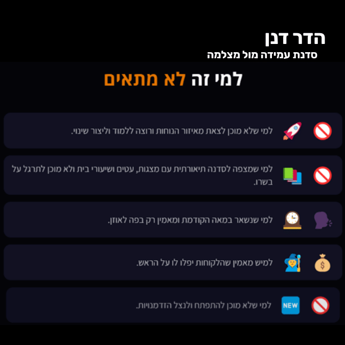 אני לא רוצה אותך פה 2 הדר דנן סדנת עמידה מול מצלמה