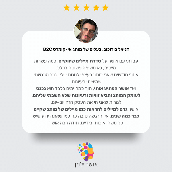 ביקורת של דניאל בורוכוב בעלים של מותג איקומרס על הקופי והעבודה עם אושר